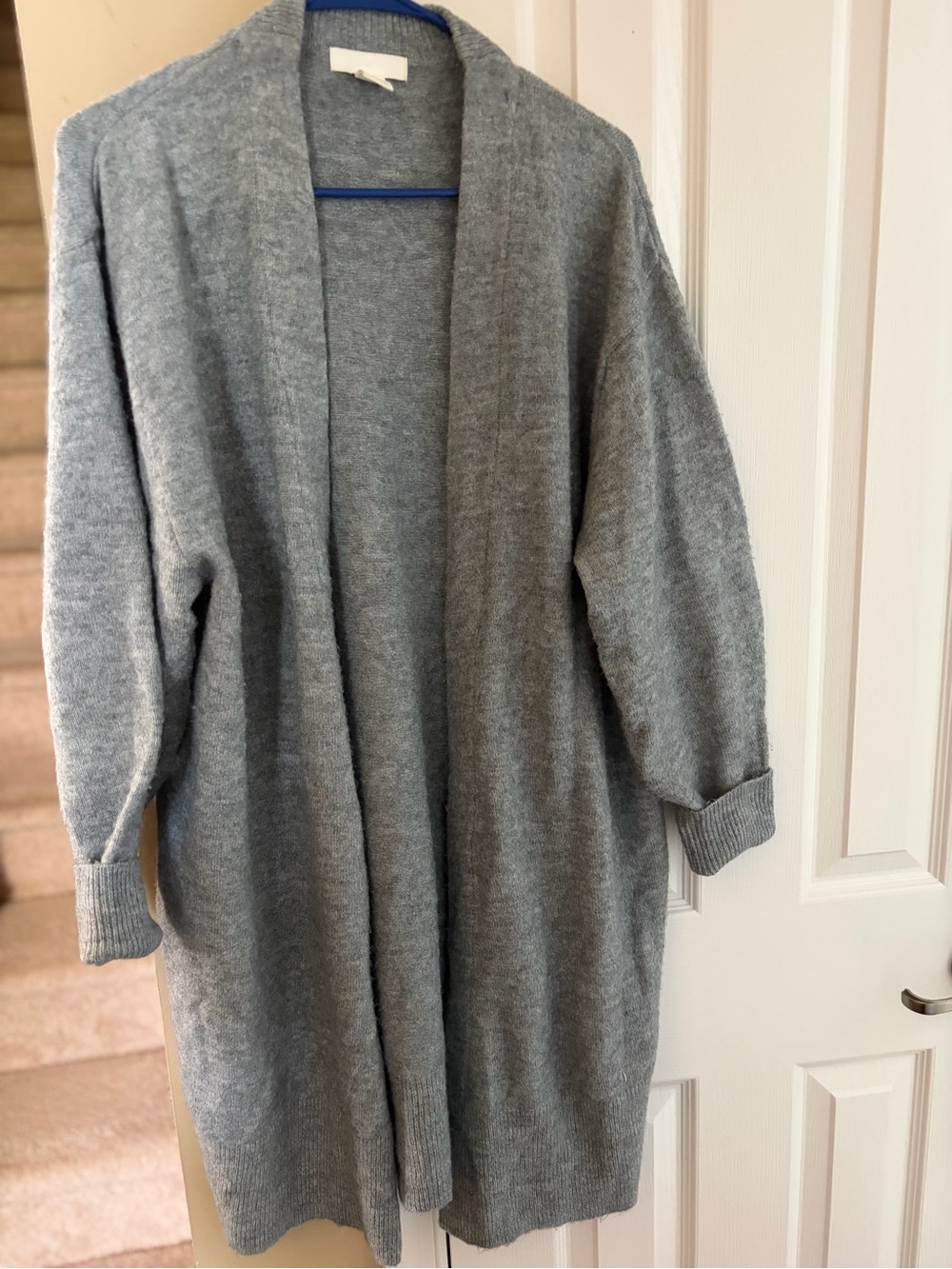 H&M Light Gray Open-Front Longline Cardigan